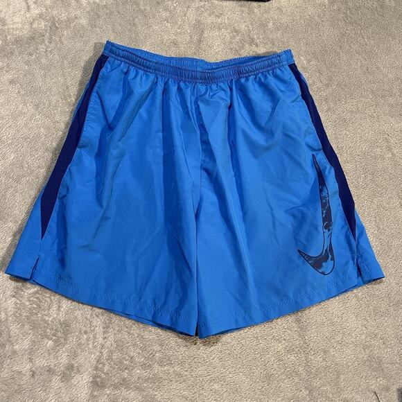 Nike Dri-Fit Shorts Mens Large Blue Lined 6.5" Athletic Running - Picture 1 of 12